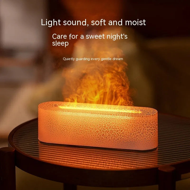 Square lava flame aroma diffuser humidifier with USB cable and lighting effect in black or white