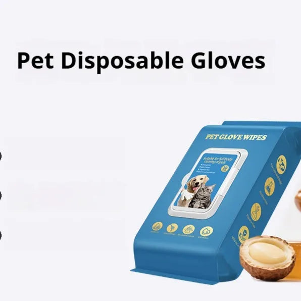 Pack of disposable pet gloves for cat bathing and cleaning supplies showing 20 pieces per pack