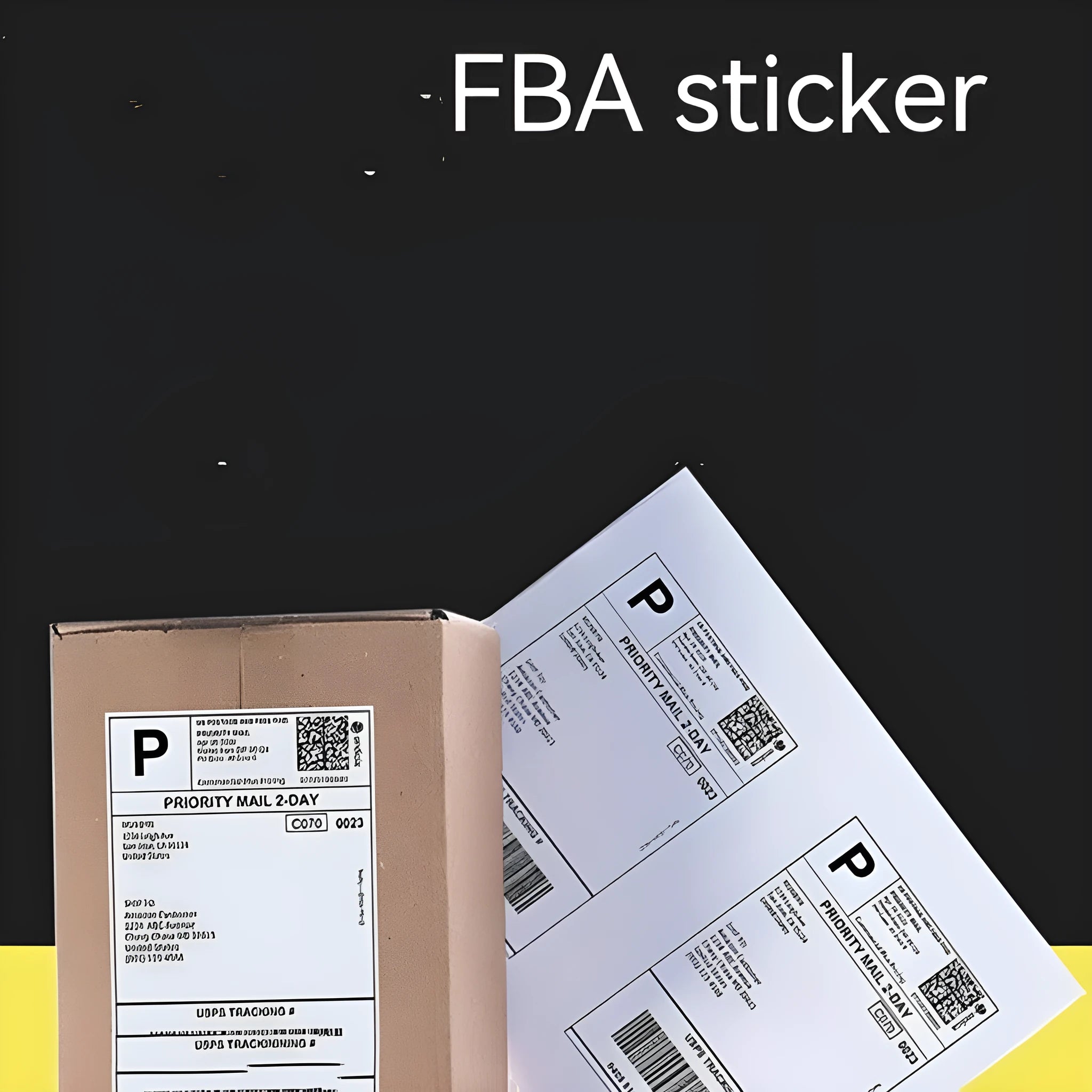 Blank FBA barcode label paper showing A4 sheet with multiple grid format examples.