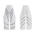Men's trousers with three-dimensional cutting and metal striped rivet pleats in polyester fabric