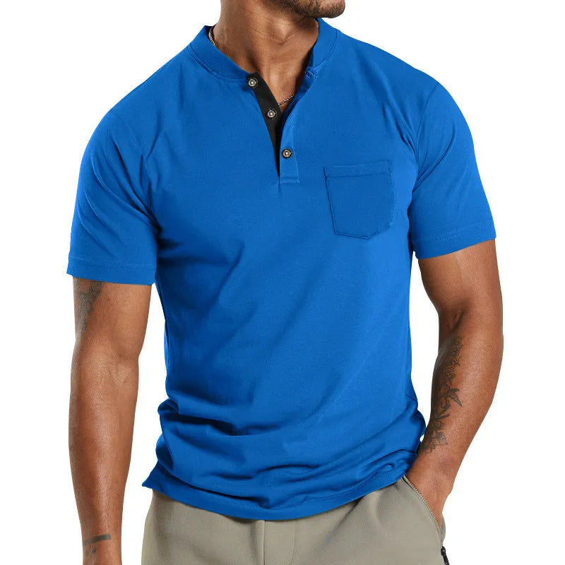 Plus size men's short sleeve button down shirt with chest pocket in multiple colour options