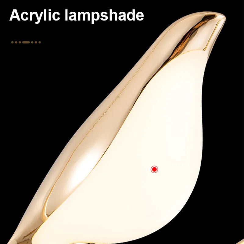 Modern minimalist magpie bird chandelier made of zinc alloy and acrylic with 150cm drop and neutral LED light