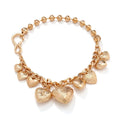 Carved heart pendant necklace with adjustable chain in gold or white K finish