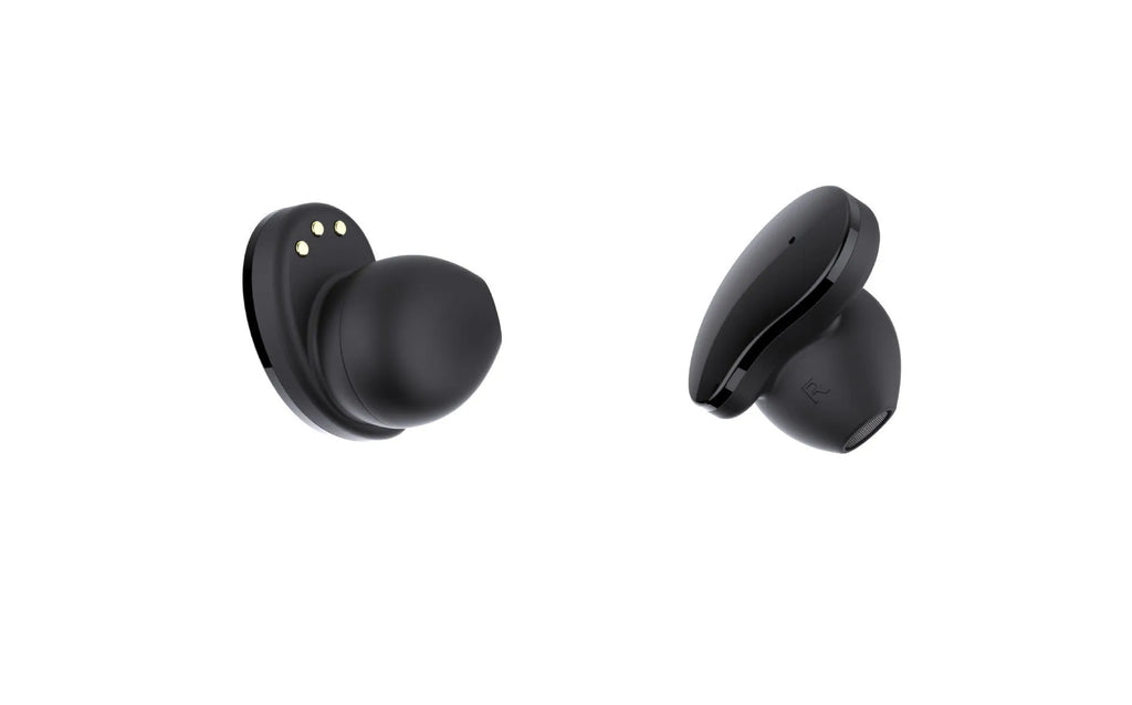 Black detachable smart bracelet and Bluetooth headset combo showing colour screen and earbuds.