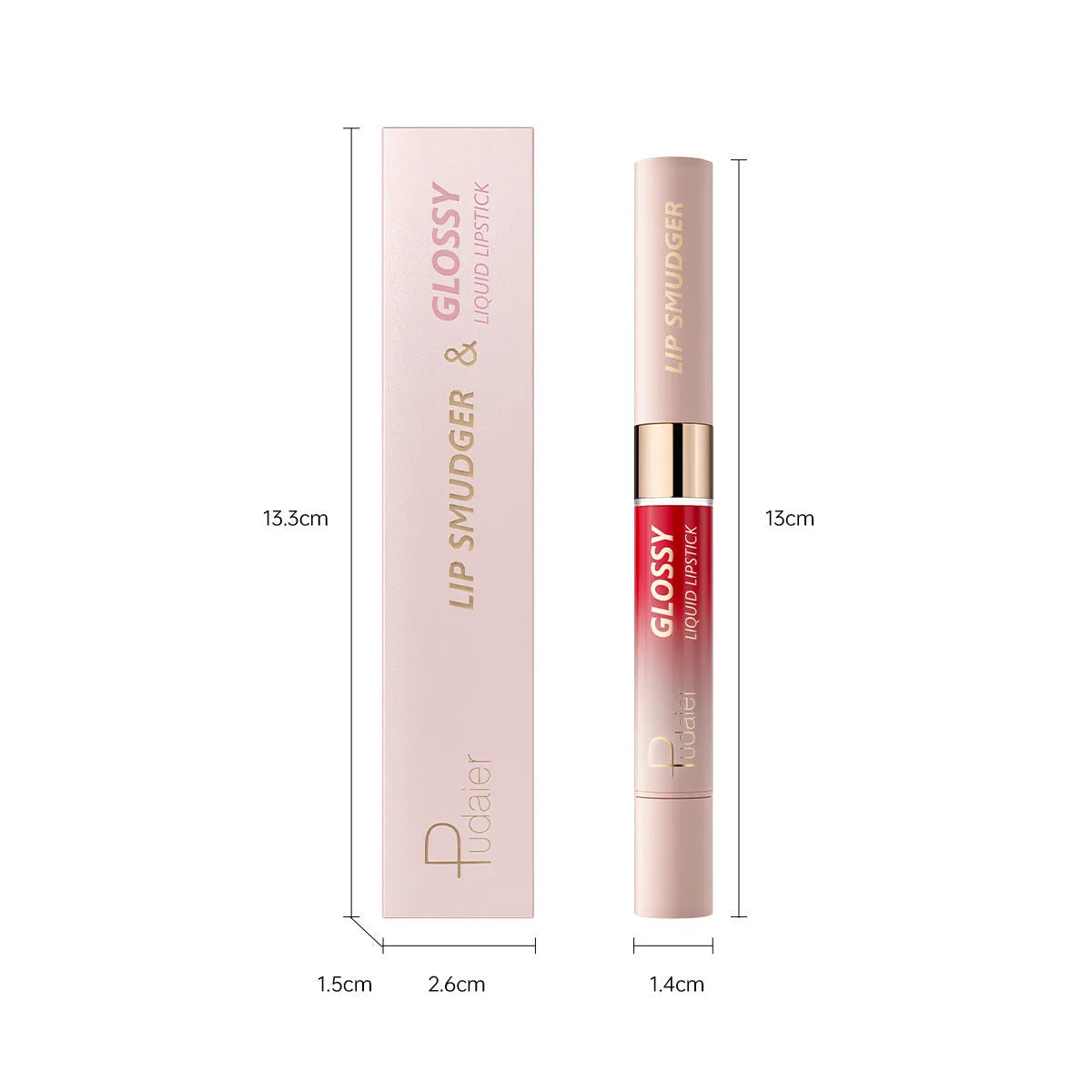 Double-headed lipstick lip gloss in matte finish showing ten different colour options from 01 to 10.