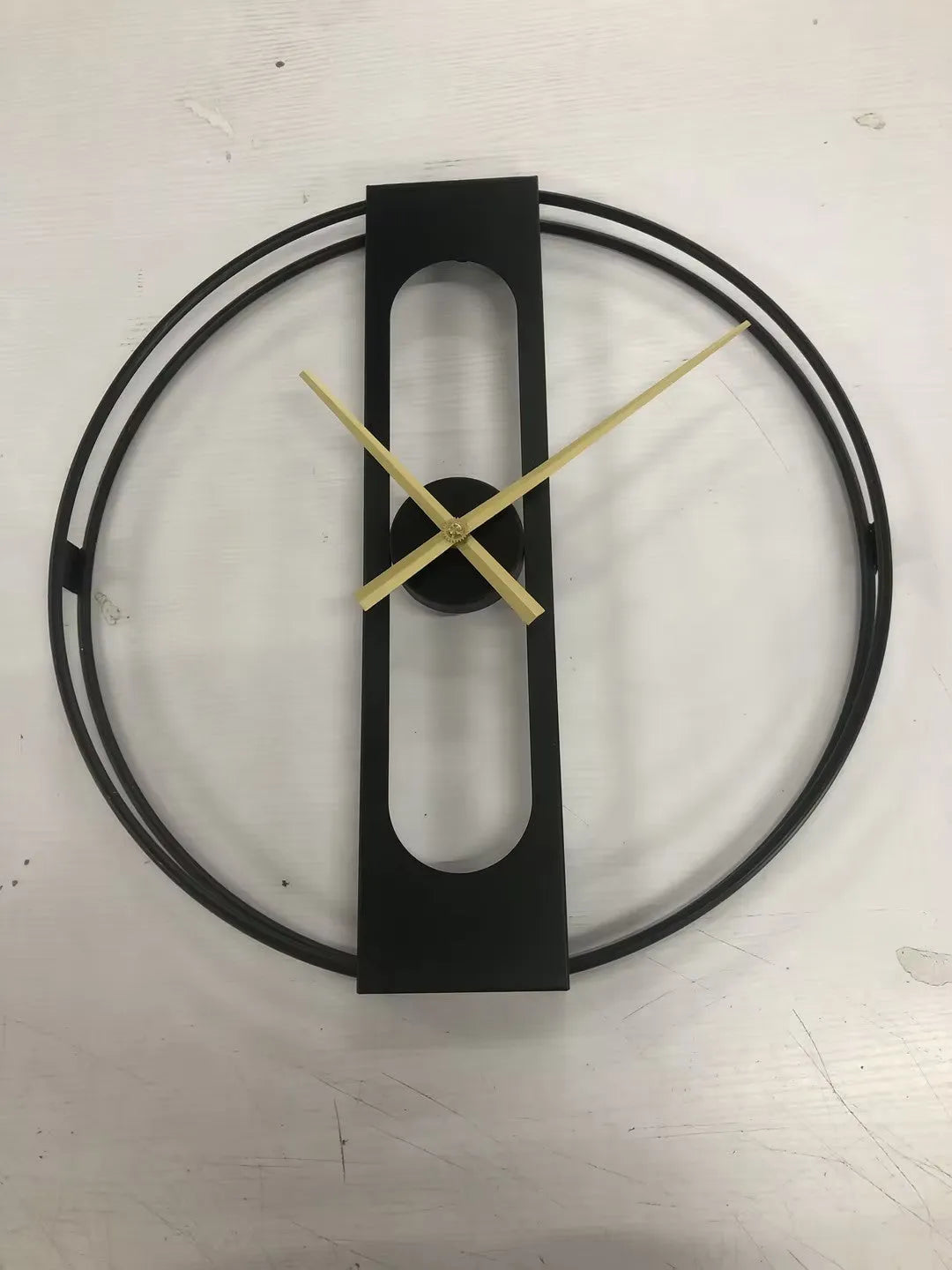 Large 50 cm round metal wall clock with Arabic numerals in black or gold finish
