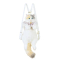 Simulation cat backpack in three-flower cat colour with plaid scarf design for youth