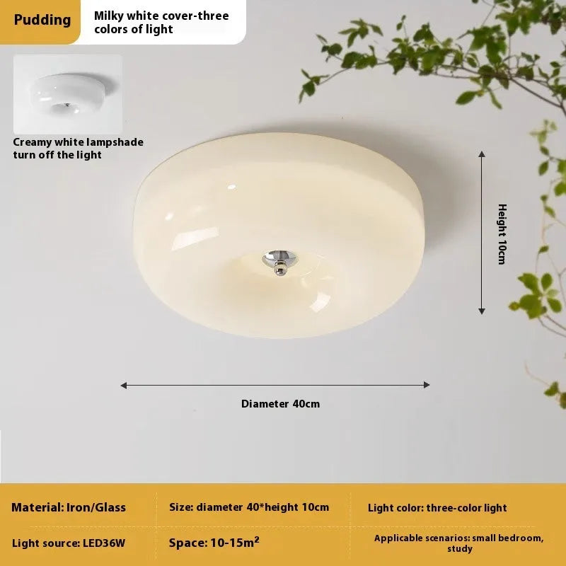 Cream American-style three-colour ceiling lamp for bedroom in 30cm or 40cm diameter