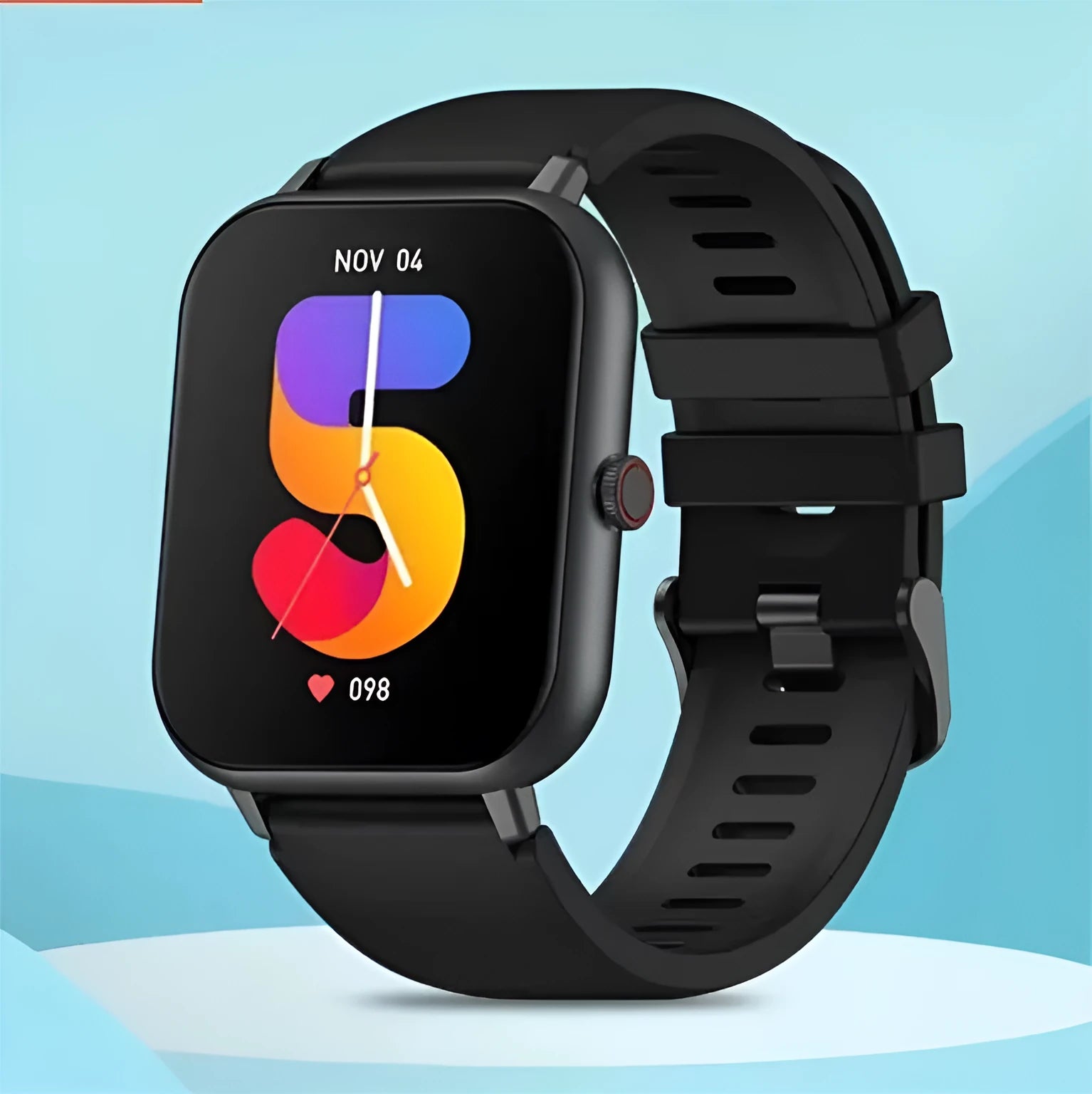 Bluetooth smart watch showing heart rate monitoring and camera remote control functions on TFT screen