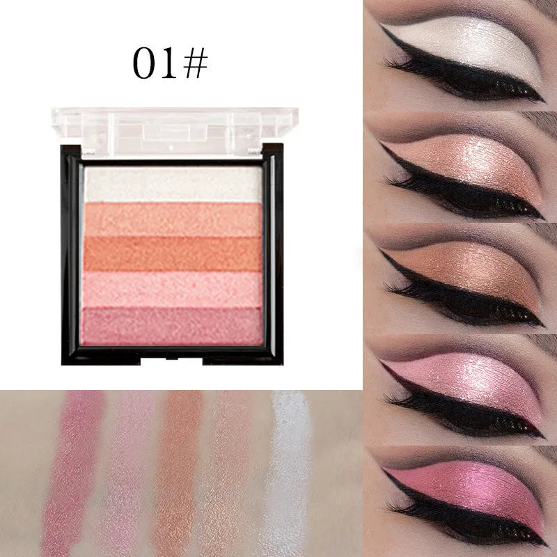 Highlighting eye shadow palette for natural three-dimensional contouring with six colour variations