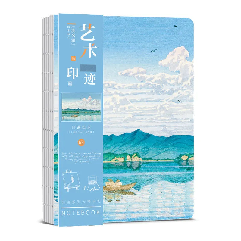 Japanese ukiyo-e art hand ledger notebook with vintage retro style and traditional artwork cover