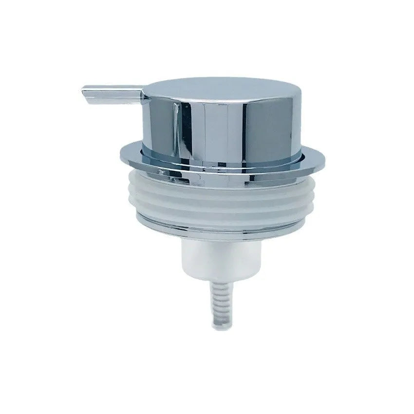 Metallic facial cleanser foam pump replacement head with push-style dispenser mechanism