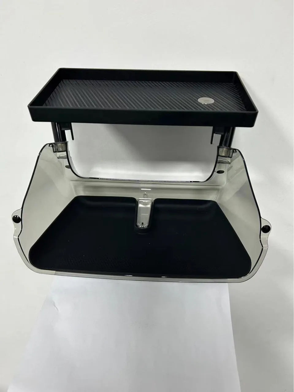 Black ABS plastic storage box for under the Tesla Model 3 and Y centre touchscreen.
