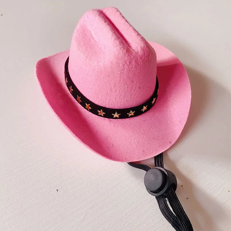British cat cowboy hat in non woven fabric with decorative velvet belt and ribbon trim