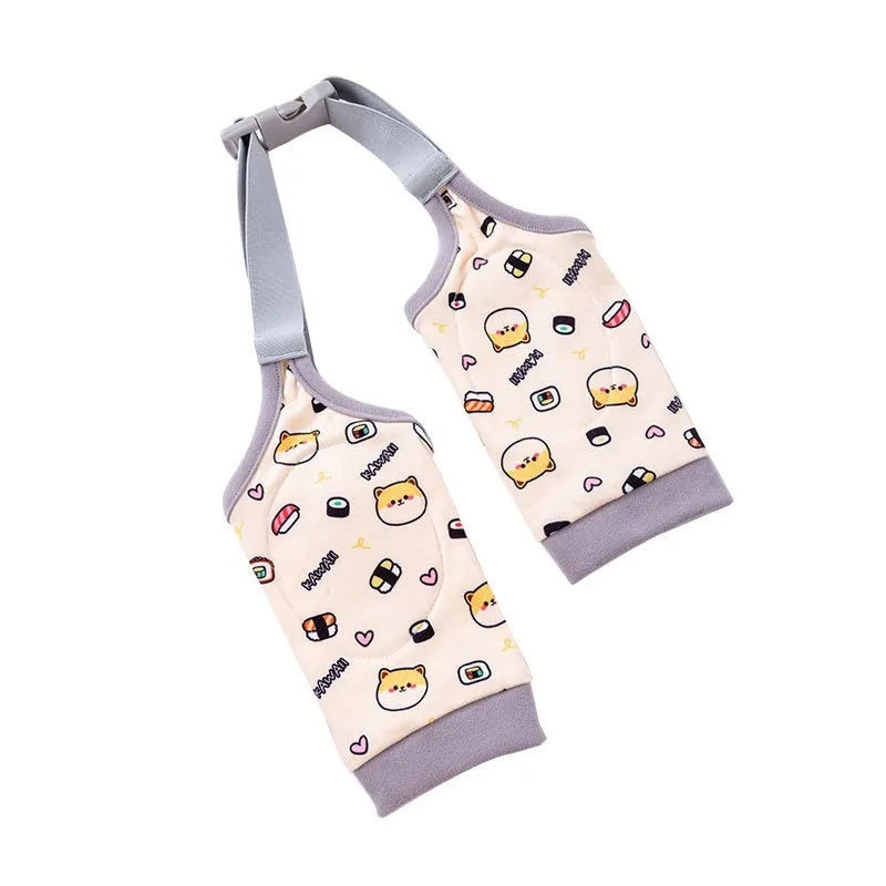 Adjustable dog knee protector with elbow padding and matching scarf in blue, grey or yellow colours