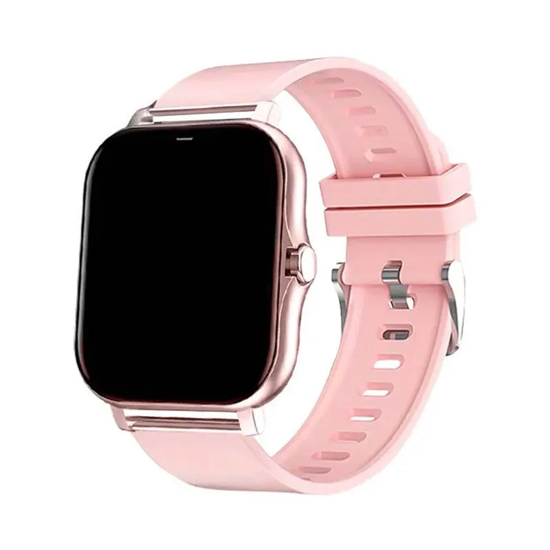 Smart watch with 1.44-inch touch screen showing interface, on a silicone wrist strap.