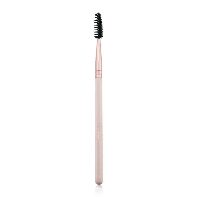 26 piece pink makeup brush set with wooden handles in protective PU storage bag