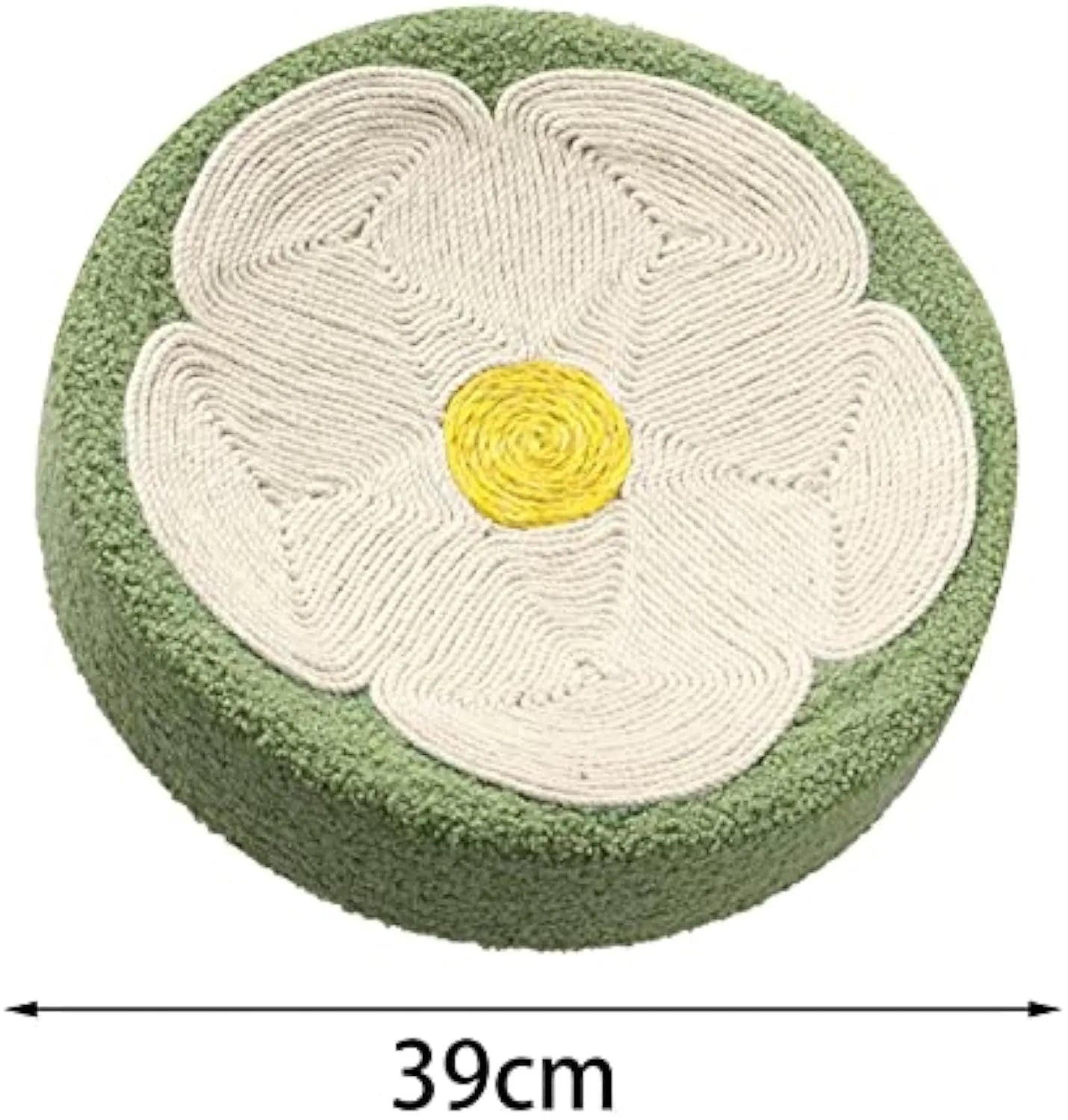 Green round sisal cat scratching bowl bed measuring 39cm diameter