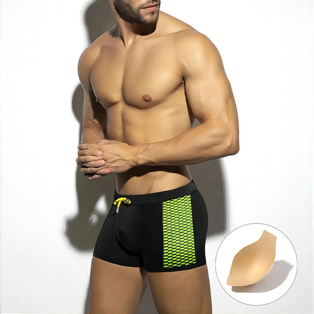 Polka dot print swimming trunks with quick-dry fabric in briefs style