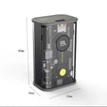 Transparent industrial cylindrical power bank with 10000mAh capacity in yellow colour