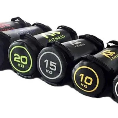 Flat white leather PVC fitness training sandbag with weight options from 5KG to 30KG