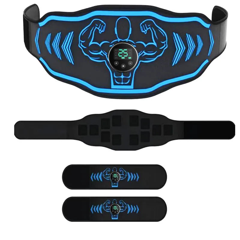 EMS smart massage belt fitness equipment with control unit and stimulation pads