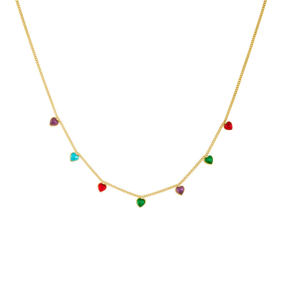 Gold-coloured heart pendant necklace for women on an adjustable chain.