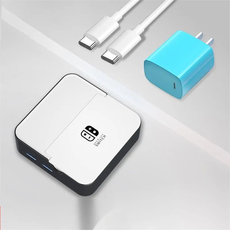 Game console portable adapter with aluminium alloy housing showing Type-C port and compact 10cm design