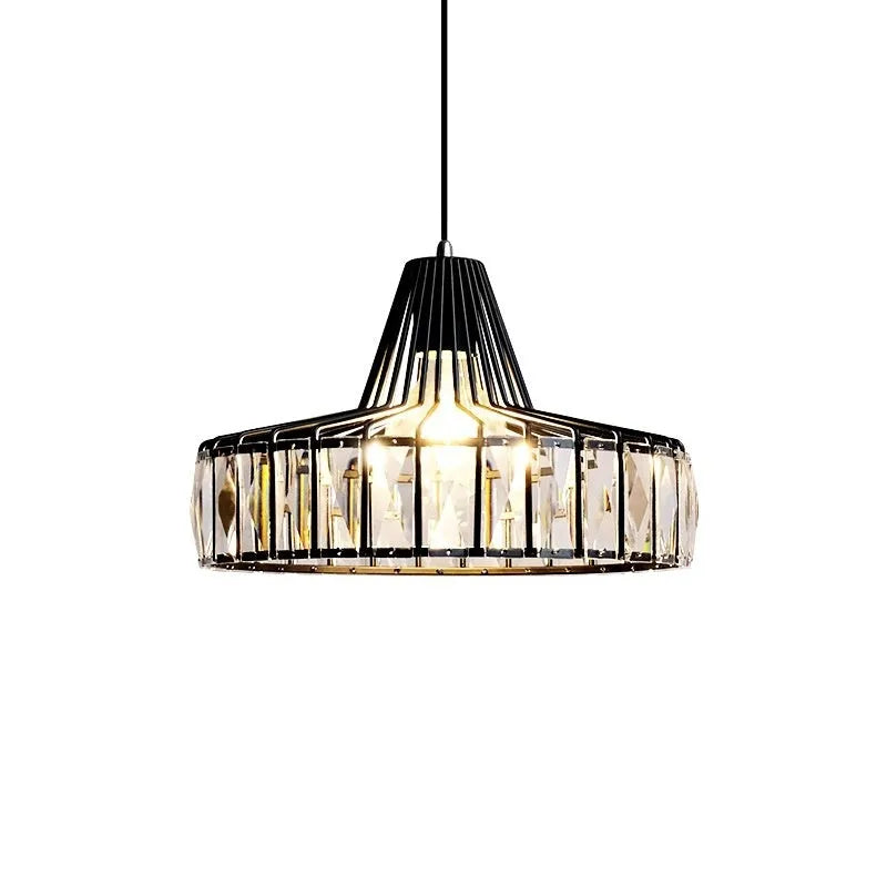 Modern crystal chandelier ceiling lamp with sun lamp design in black iron finish