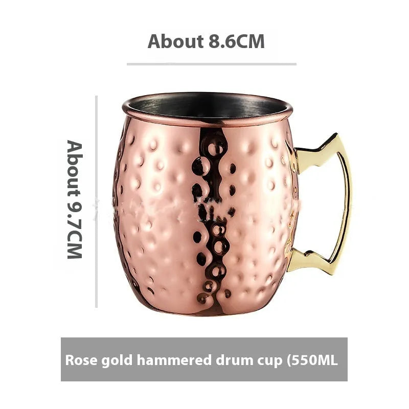 Stainless steel Moscow mule cup with copper plating in multiple colour options and capacity sizes