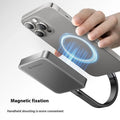 Grey magnetic mobile solid state drive with ultra-thin profile and magnetic suction ring for portable storage