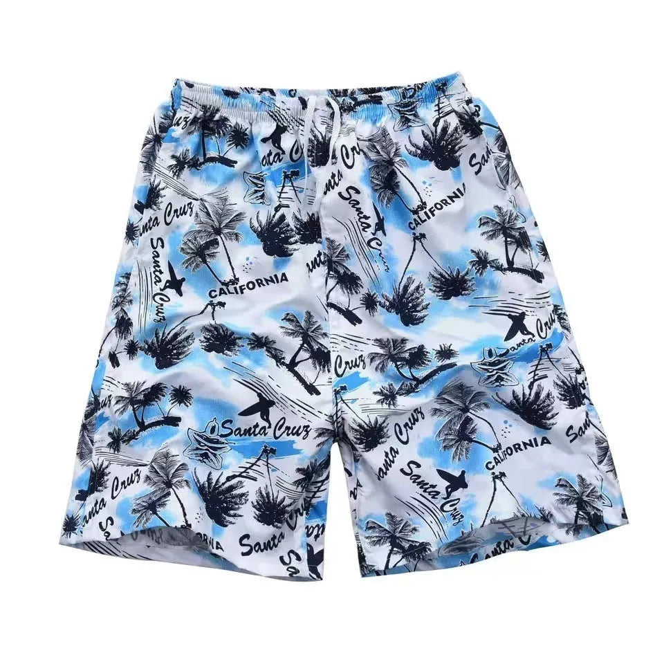 Men's floral print swimming trunks in polyester fabric available in multiple colours