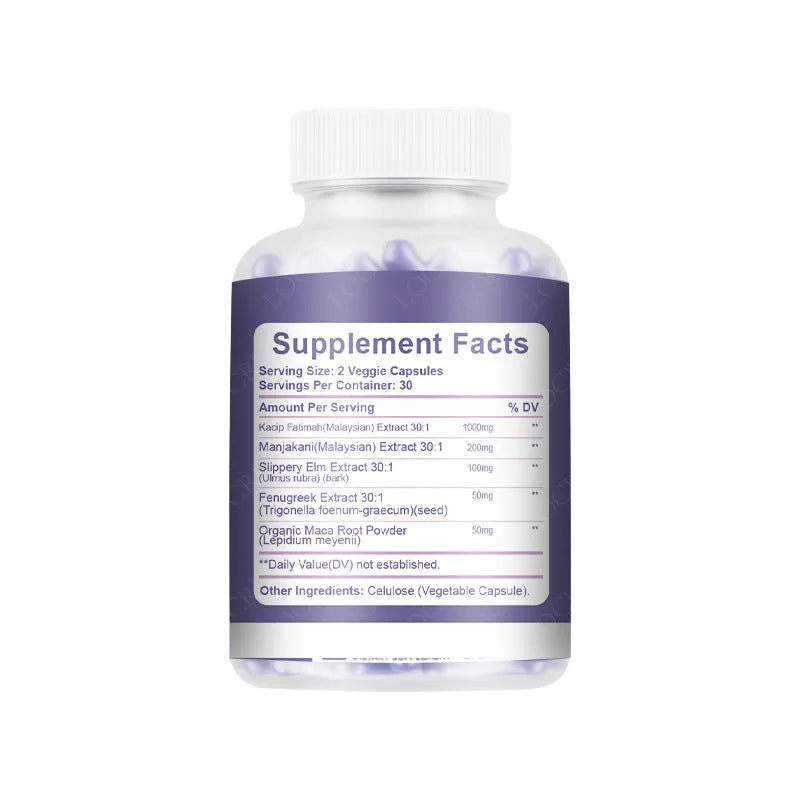 Bottle of 60 vaginal capsule dietary supplements for adult women