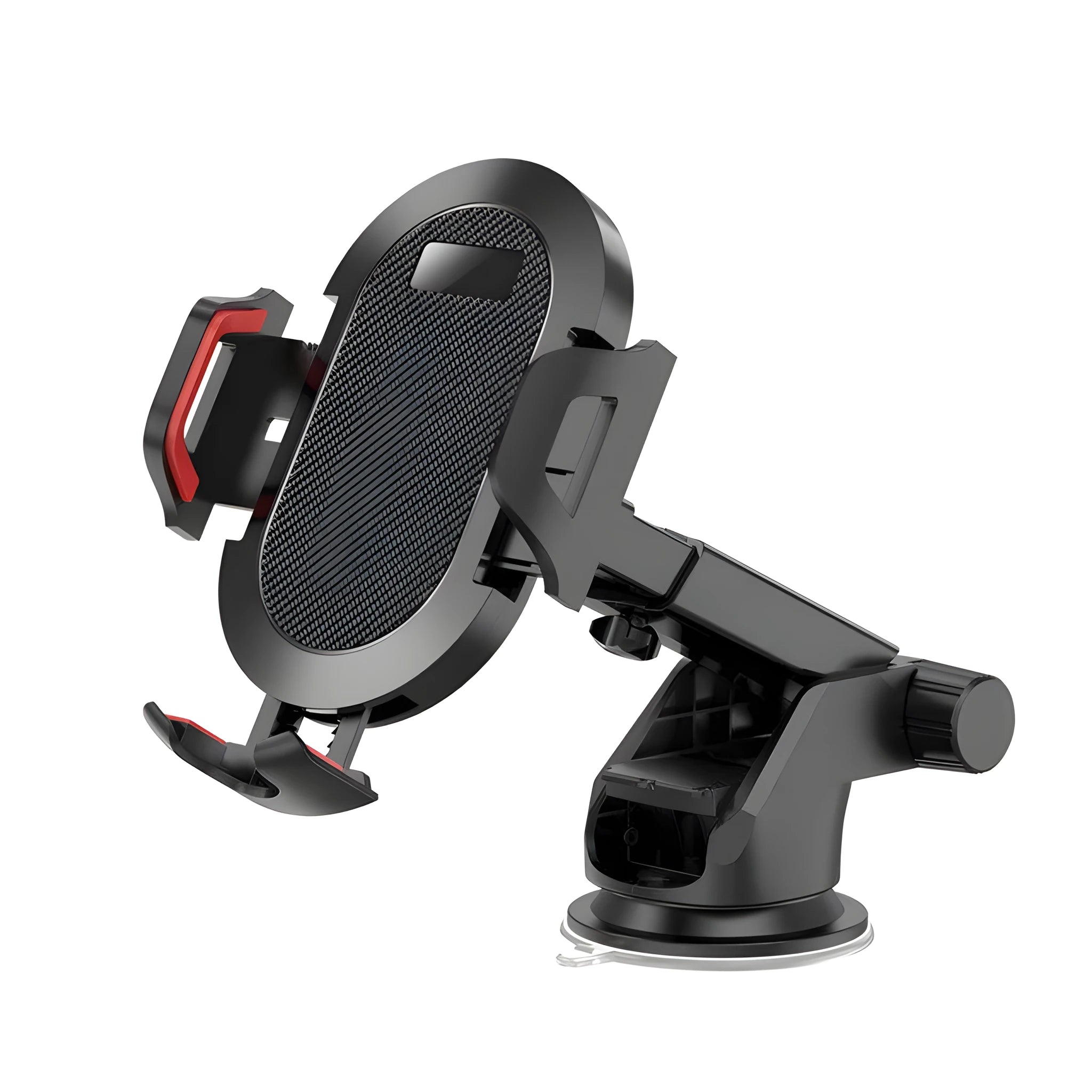Auto lock car phone holder mounted on car air vent with smartphone secured