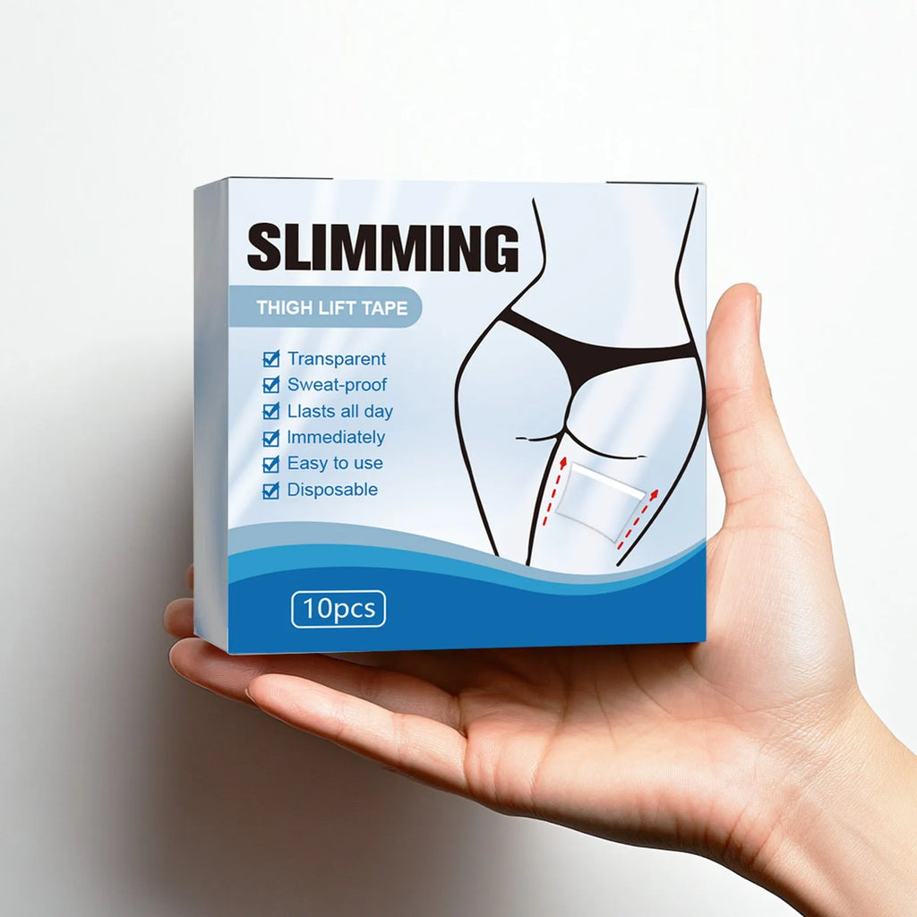 Box of 10 white body shaping adhesive patches, each measuring 12cm by 12cm.
