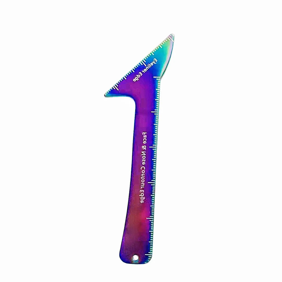Reusable 3-in-1 eyeliner, eyebrow, and face contour stencil tool designed for hooded eyes.