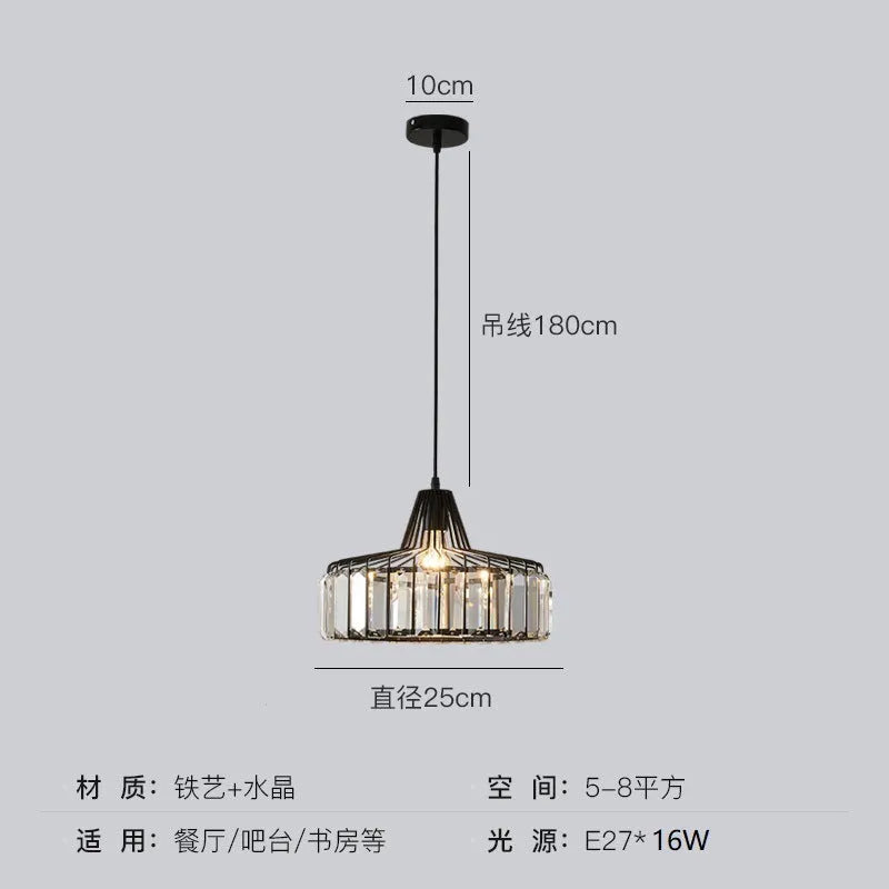 Modern crystal chandelier ceiling lamp with sun lamp design in black iron finish
