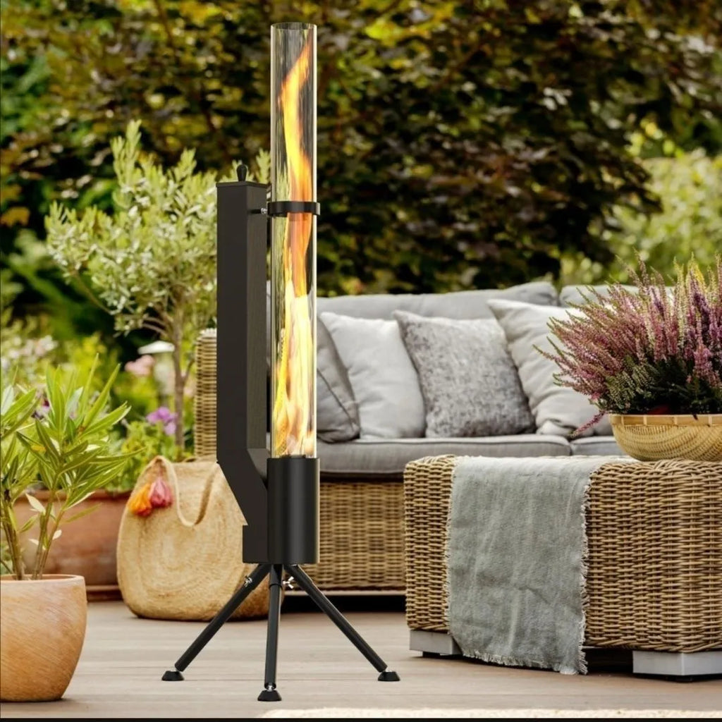 Vertical iron wood burning rocket furnace heating stove for courtyards