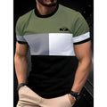 Men's short-sleeved striped t-shirt with digital 3D printing in loose business casual fit