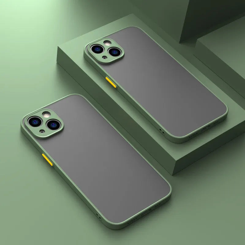 Frosted hard plastic iPhone protective case in dark night green colour, showing full back coverage.