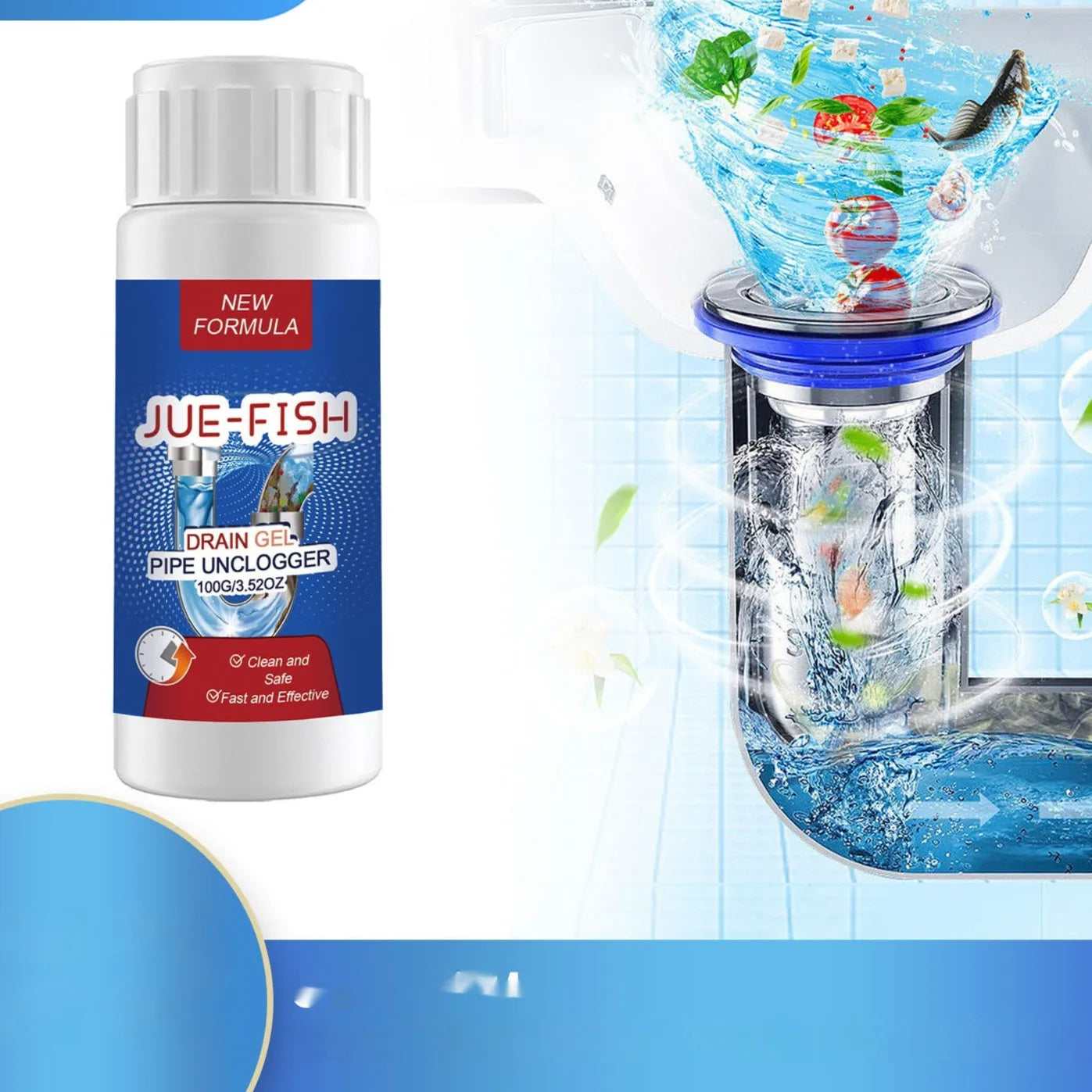 100g pipe dredge agent bottle for cleaning sewer and toilet pipe odours