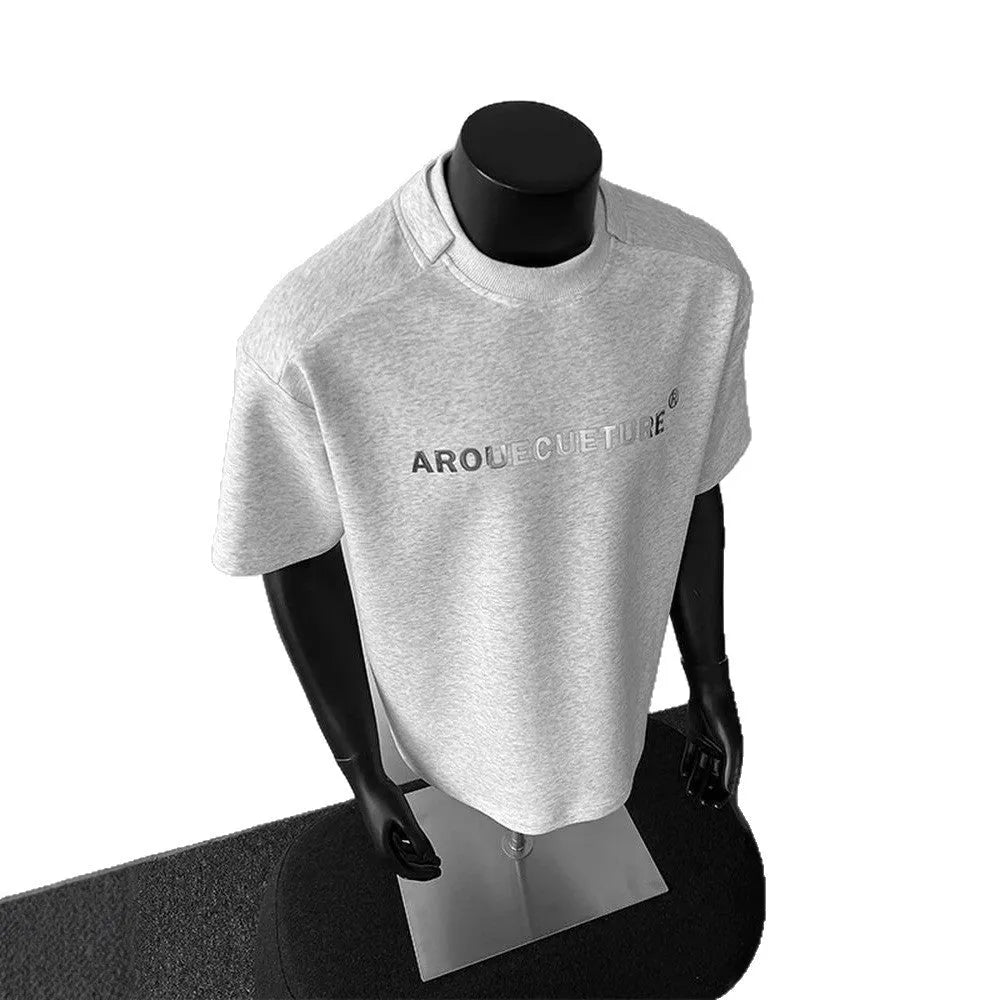 Men's cotton short sleeve T-shirt in loose fit with letter pattern