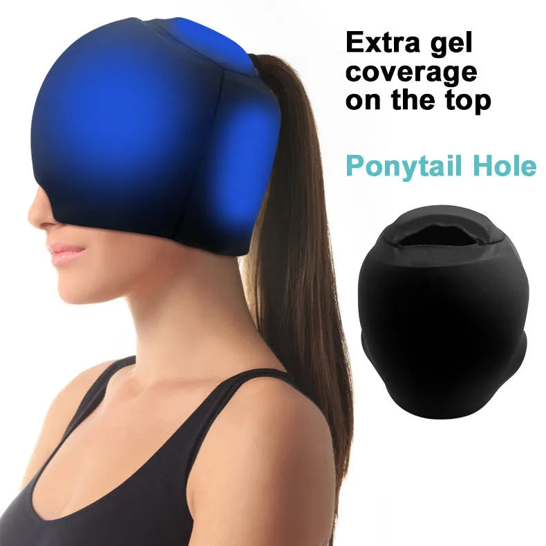 Simple solid colour cold compress cap in fully enclosed polyester design