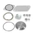 Silver aluminium alloy valve cover for diesel engine replacement.