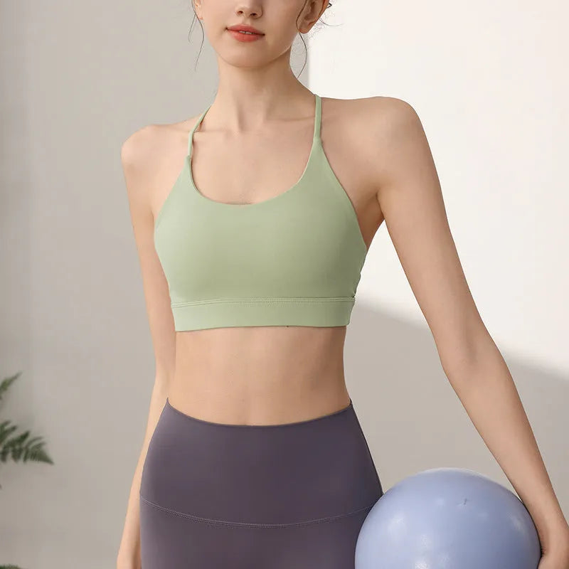 Women's nylon sports vest with double-shoulder straps in five colour options