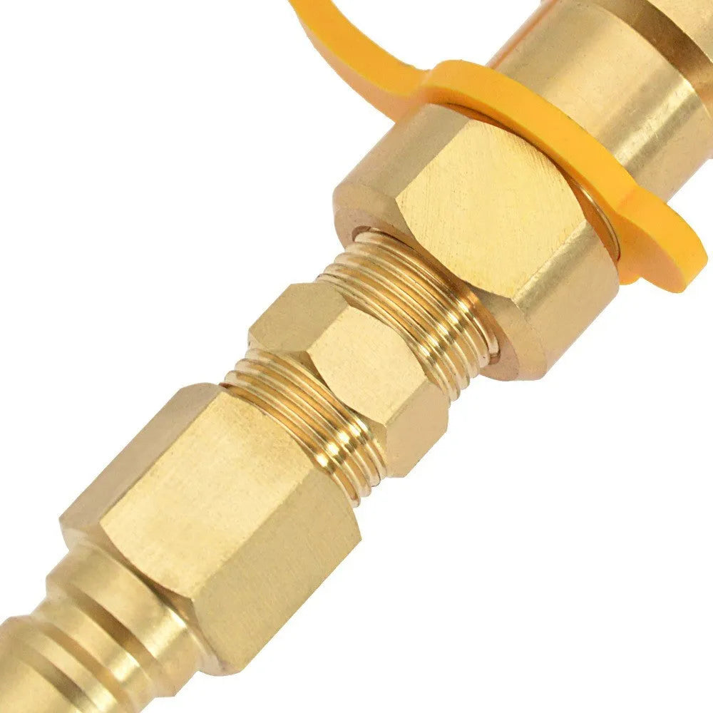 Gold-coloured solid brass 3/8 American standard gas propane tank charging connector