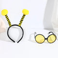 Yellow and black bee costume headband and glasses set for fancy dress parties