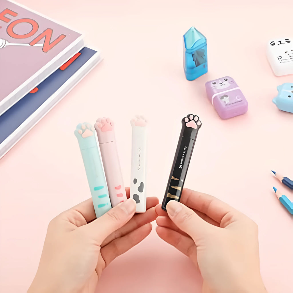 Cat paw mini folding scissors in four colours with stainless steel blades measuring 8.7 cm