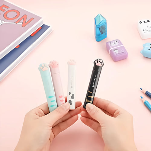 Cat paw mini folding scissors in four colours with stainless steel blades measuring 8.7 cm