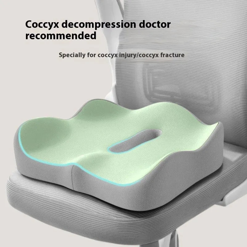 Memory foam office seat cushion for waist and tail vertebra support in blue and grey colour option